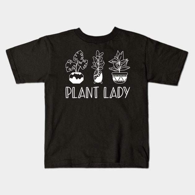 Plant Lady - Potted Plants Kids T-Shirt by Whimsical Frank